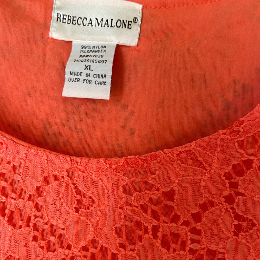 Rebecca Malone lace top Size XL with tags - Picture 2 of 5